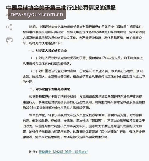 爱游戏安全吗安全吗 中国足协第三批禁足名单深度解析:65人受罚背后的行业洗牌与未来展望